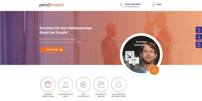 Persomatch – schaltet Stellenanzeigen direkt auf Google